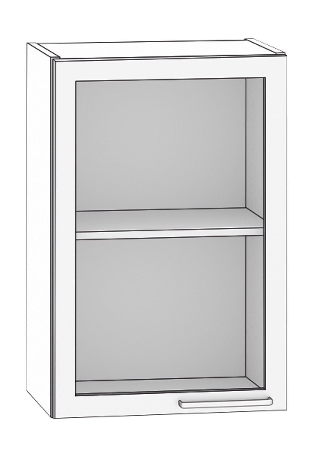 Hängeschrank mit Glastür Breite 50 cm, Türanschlag links, weiß