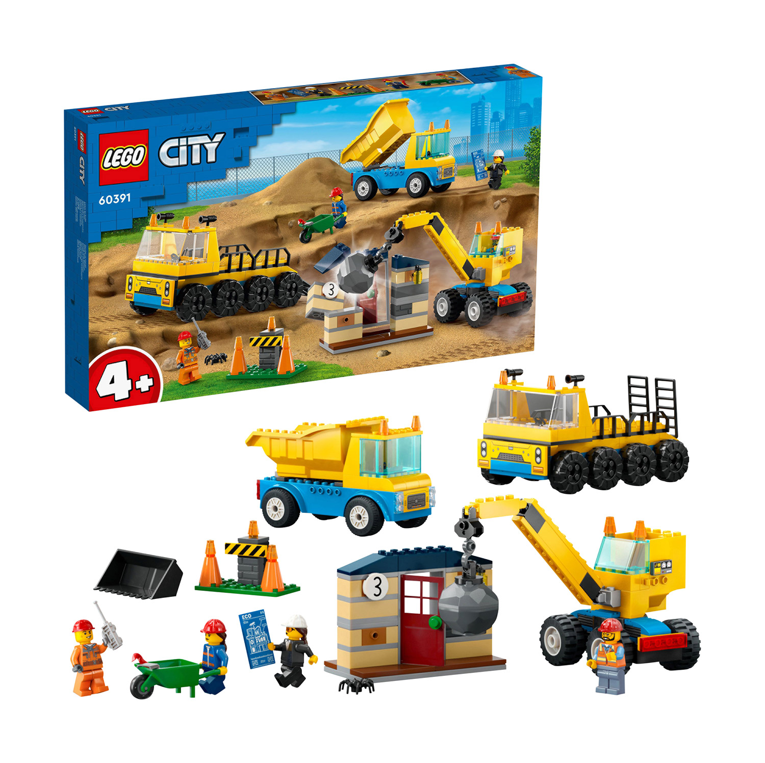 LEGO® City Baufahrzeuge und Kran mit Abrissbirne