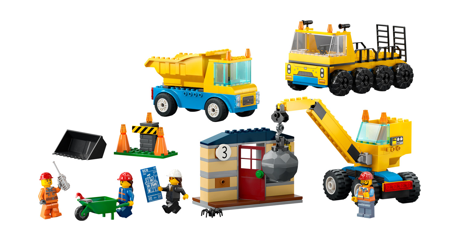 LEGO® City Baufahrzeuge und Kran mit Abrissbirne